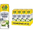 Tropical Sun 100% Delicious Coconut Water for Instant Refreshment – 520 millilitres (Pack of 12) – Free from Artificial additives