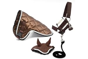 HOBBY HORSE LAND Set di accessori marrone cioccolato per Hobby Horse e cavallo stick: cavezza muta con cordino + coperta + berretto anti-mosche