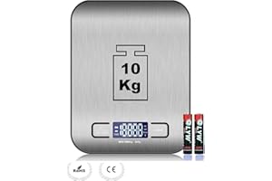 Cala Verde - 10 kg/ 1g Bascula de cocina, Balanza Cocina de Alta Precisión, Multifuncional, 2 pilas Incluidas, bascula digital precision, Pantalla LCD,Plataforma de Acero Inoxidable