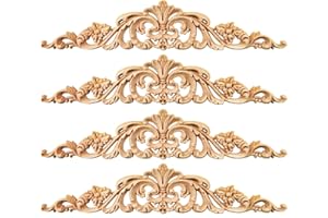 Dtoterul Fregio Legno 4 Pezzi Legno Intagliato Decorazione in Legno Intagliato Fregi in Legno Decorativi per Mobili Decorazione Onlay Applique per Mobili Legno per Intaglio per Mobili