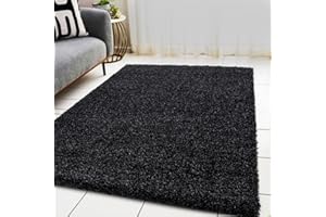 BPIL Living Room Rugs – 5cm Extra Thick Shaggy Rug – Soft Plain Area Rug, Luxurious Modern Carpet for Hall, Bedroom, Kitchen (Anthrazit, 60x110 cm)