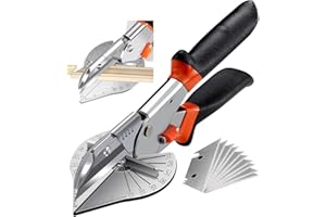 HOHXEN 45° -135° Angle Miter Shear Cutter,Multi-Function Trunking Scissors,Quarter Round Cutting Tool for Cutting PVC PPR PE Pipe,Branch,Wire,Including 10 Spare Blade