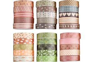 JSTHHTT 30 Rotoli Washi Tape Set, Nastro Decorativo per Mascheratura, per Fai da Te, Diari Proiettili, Pianificatori, Scrapbooking, Confezioni