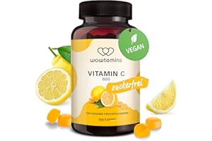 ‎WOWTAMINS wowtamins Vitamin C 800 mg zuckerfrei (120 Stück) - Leckere vegane Vitamin Gummies/Vitamin Gummibärchen für Kinder und Erwachsene - Deutsche Produktion