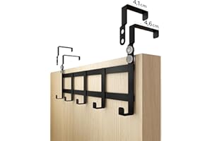 4smile Perchero de puerta 4,1 cm + 4,6 cm negro - perchero de puerta de acero inoxidable, colgador de entrada Türhakenleiste