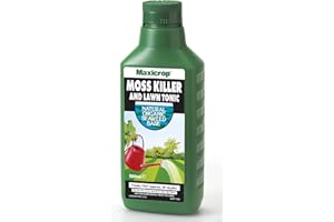 Maxicrop 86600257 Moss Killer & Lawn Tonic, 500ml - Fast Acting 2-in-1 Moss Killer and Lawn Re-Growth Tonic - with Natural Seaweed Extract - Improves Lawn Health and Strong Rooting - Garden Care