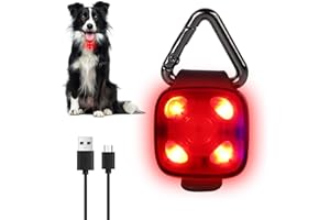 WOEITA LED Dog Collar Light Rechargeable Clip On – Waterproof USB Pet Safety Light for Dogs, Cat & Owner Visibility, Ideal for Night Walking, Running & Camping (Red)