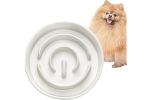 MOPANG Gamelle Anti Glouton pour Chats et Petits Chiens, Bols en Céramique pour Slow-Feeder, 400ml, Blanc Ivoire1