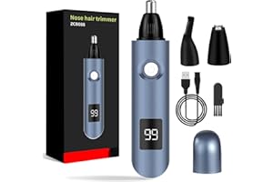 ‎IMOEBEL iMoebel Nasenhaartrimmer 3 in 1 mit LED-Anzeige, Nasenhaarschneider Ohrhaarschneider Wiederaufladbar mit Doppelschneideklingen, Augenbrauen und Angesichtshaartrimmer für Männer und Frauen, Blau