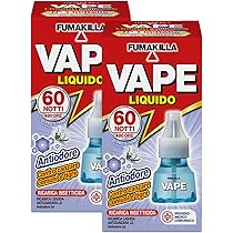 vape ricarica liquida 90 notti Vape Zanzare Ricarica Liquida 60 Notti Antiodore 30 Ml (2 unità) :  Amazon.it: Giardino e giardinaggio