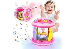m zimoon Jouet Musical pour bébé de 6 Mois Plus, avec Musique, Jouet sensoriel pour garçons et Filles de 12 à 18 Mois, Cadeau d'apprentissage à Ramper, Rose
