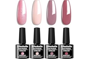 Allenbelle UV Nagellack Set 4 Farben,Gel Nagellack Geschenkset,Shellac Set Uv Gel Nail Art,Soak Off UV LED Gel Nagellack (046)