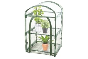 idooka Plastic Portable Mini Greenhouse for Plants Garden/Patio/Balcony - 2 Tier Metal Steel Frame with Clear Tent Cover for Gardening Planting Indoor/Outdoor - Summer/Winter Frost and Cats Protection