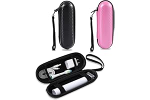 Fasood 2 Pièces Étui de Voyage pour Brosse à Dents Électrique - Étui de Voyage Rigide pour Brosses à Dents pour Oral-B et Philips, Étui Portable pour Brosses à Dents(Noir & Rose)
