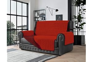 BANZAII TEXTILE INNOVATOR ONLINE Banzaii Copridivano 4 Posti Antimacchia, Salvadivano Trapuntato Bicolore Rosso/Bordeaux per Seduta da 230 a 255 cm