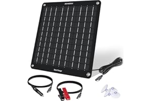 ECO-WORTHY 12V 10W Panel solar cargador de goteo Mantenedor de energía kit de respaldo portátil con adaptador de clip de cocodrilo para coche, RV, barco, automóvil, motocicleta