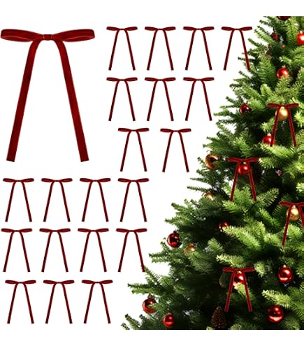 RYMAUP Fiocchi Di Natale In Velluto - 24 Pezzi Per Decorazioni E Regali Fai Da Te - Foto 2