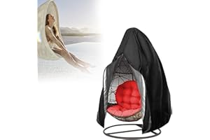 Hängesessel Abdeckung, longziming Hängesessel Schutzhülle 200 x 230 cm, 420D Oxford Wasserdicht, Winddicht, UV-Beständiges, Schwerlast Reißfest Oxford Gewebe mit PVC-Überzug, Kordelzug Schwarz