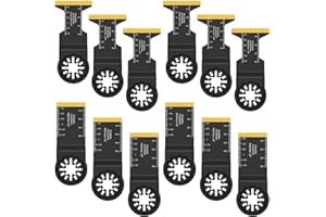 ONMDQS 12PCS Multitool Blades Titanium, Multi Tool Blades Wood Metal Multi Tool Blade Set for Metal/Plastics Compatible with Bosch Chicago Dremel Genesis Harbor Freight Makita, Ridgid, Ryobi(A)