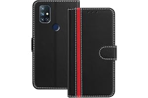 Mo-Beauty Handyhülle Kompatibel mit OnePlus Nord N10 5G, PU Leder Magnetic Flip Wallet Klappbare Stoßfest Kartenfach Schutzhülle Standfunktion Case Cover Etui für OnePlus Nord N10 5G (Schwarz)