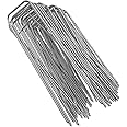 HASTHIP® 50 Pcs Landscape Staples for Securing Landscape Fabric, Ground Cover or Drip Irrigation Tubing, Heavy Duty Galvanized Steel Garden Stakes Staples Securing Pegs (6 In)