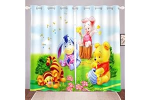 HNSRYLQX Winnie Puuh Verdunklungsgardine Ösen Für Schlafzimmer, Kinder Vorhänge, 100% Polyeste Vorhang Kinderzimmer Junge (8,100 x 140 cm)