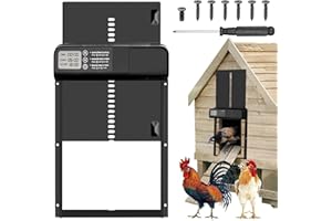 JADYON Automatische HüHnerklappe Mit Zeit/Handmodus Anti-Klemm, Aluminum Automatische HüHnerklappe Batterie, Elektrische HüHnerklappe Automatisch Programmierbarem Bildschirm Intelligenter Einklemmschutz.