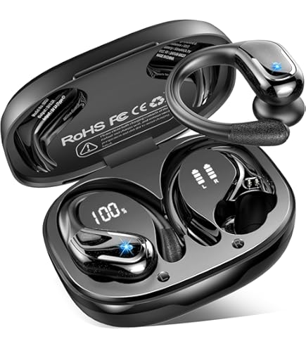 Jesebang Ecouteurs Bluetooth Sans Fil Sport, 2024 Écouteur Bluetooth 5 3 Hifi Stereo Ecouteurs Sans Fil Avec Enc Mic Oreillette Bluetooth Running Ip7 Etanche 40h Casque Bluetooth Ecran Led Blanc