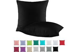 BaSaTex Doppelpack Baumwolle Renforcé Kissenbezug 80x80 cm | Kissenbezüge aus 100% Baumwolle | Kissenhüllen in Schwarz
