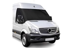 MRWiZMS Windscreen Cover for Mercedes Sprinter 2006-2018, 600D Oxford Cloth 100% Light Blocking, Waterproof, UV Resistant/Freezing/Frost resistant (Black,2006-2018)