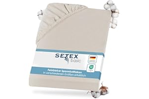 Setex - Feinbiber Bettlaken mit Gummizug kuschelig weich - Biber Spannbettlaken aus 100% Baumwolle mit rundum Spanngummi - Bettwäsche ganzjährig - Betttuch 90x200 cm Natur