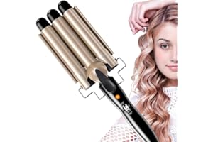 AIBEAU Dreifache Fässer Lockenstab - Professional 25mm Lockenwickler, Wellenstyler Turmalin Keramik Digitale Temperaturanzeige für Lange/kurze Haare