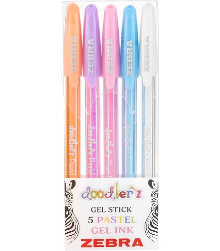 Lot De 10 Stylos à Bille Zebra Doodler'z - Encre Gel Noire 1.0 Mm, Corps Noir, Pour École/Bureau - 3