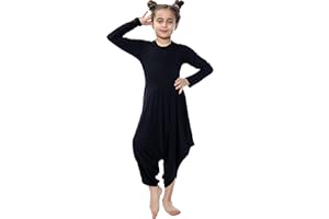 Loxdonz Girl's Long Sleeve Jumpsuit Casual Stretchy Romper Long Dress 5-13 Years Kids