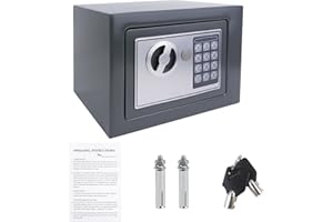 VANDISE Digital Safes, 4.6L Sicherheits-Business-Safe und Schließfach mit digitaler Tastatur, Safe mit digitalem PIN-Code und 2 Notschlüsseln für Geld und Post, grau