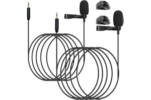 NewTH Paquete de 2 micrófonos de solapa Lavalier omnidireccional, condensador con cable, micrófono Lav para DJI Mic 2, para transmisores inalámbricos Rode GO 2 / II (paquete de 2 conectores TRS rectos