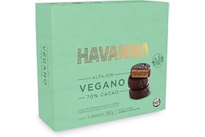Havanna Alfajores Argentinos Veganos 70% Cacao | Galletas sin Gluten Rellenas de Dulce de Almendras | Alfajores Tradicionales Gourmet | Caja 4 Unidades | 280g