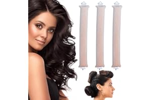 XINXINYU Heatless Hair Curler Overnight Curls Blowout Rods Headband Heatless Curls Overnight Heatless Curler Overnight Blowout Rods For Blowout Look Long Hair (Beige-3PCS)