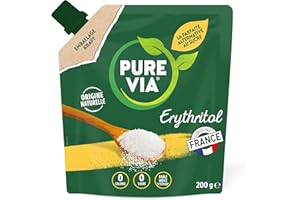 PURE VIA - Doypack Origines - Erythritol 100% d'origine naturelle en Poudre- Zéro Calorie - Bio - 200g