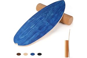 COWIEWIE Balance Board, 15mm Dickes BalanceBoard + 10mm Korkrolle, Balance-Board Maximale Belastung 150kg, Indoor-Surfboard und Gleichgewichtsboard für Kinder und Erwachsene