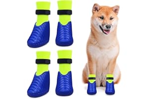 Oslueidy Cani Protezioni Zampe,Scarpe Cane Antiscivolo Impermeabili per Cani Protezione Zampe Protezione per Zampe di Cane Protezione per Zampe stivali Antiscivolo (M, Verde + Blu)