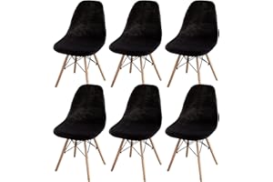 ‎JIANYANA jianyana Chair Covers, Set of 6, Universal Velvet Stretch Chair Covers, Dining Room Chair Covers, Removable, Washable Chair Cover (Black)