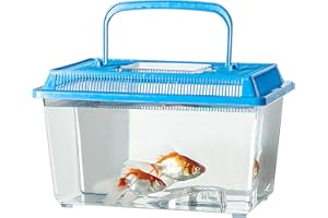 DISNACE Aquarium en Plastique de Poisson,Aquarium Portable avec Couvercle et Poignée, Boîte d'élevage d'Aquarium pour Petits Poissons,Escargot,Vivarium Phasme et Crevettes -15X 8X 13 cm