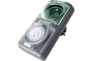 4smile Timer da Esterno - IP44 Meccanico Analogico - Presa con Timer Esterno, Presa Temporizzata Esterno, Alta Potenza, grigio