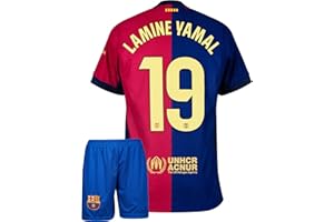 BORIVERAE Lamine Yamal Barcelona #19 Trikot Kinder Fußballtrikot, Heim 2024 Full Set, Trikot fur Kinder, Sporttrikot, Fußball-Trainingstrikots, Kinder Kommen Sie mit Sets Fußball (4-13 Jahre)