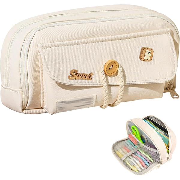 Dugio Estuche Grande Para Lápices De Gran Capacidad Con Cremallera Para Niñas, Niños, Adultos, Papelería, Estuche Organizador Para La Escuela Y La Oficina, Color Amarillo