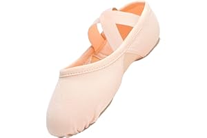 GroYolan Ballet Shoes, Elastic Ballet Slippers, Lightweight Ballerina Dance Shoes with Mesh Split Sole for Children and Adults