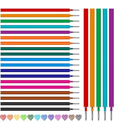 Lot De 16 Recharges Stylo Gel Effaçable 0.7 Mm - Multicolores - Compatibles Legami - Longueur 200m - Encre Thermique