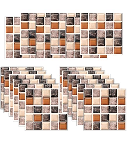 Adesivi Per Piastrelle Bagno E Cucina 18 Pezzi - PVC Autoadesivo Impermeabile, Motivo Pietra, 20x20 Cm, Facili Da Applicare