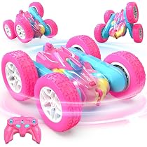 Thedttoy Coche Teledirigido Con Proyección – Acrobático, Giro 360° Con Luces LED Y Música, Regalo Para Niños De 3 A 5 Años (Rojo)